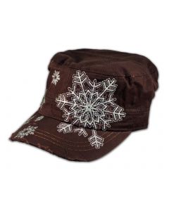 Snowflake on Brown Military Hat Cadet Cap