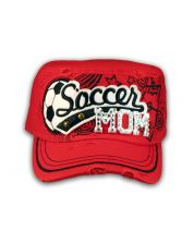 Soccer Mom on Red Cadet Cap Military Style Army Hat