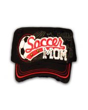 Soccer Mom on Black Cadet Cap Military Style Army Hat