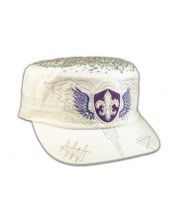 Fleur-de-lis and Wings on White Cadet Cap Military Army Hat