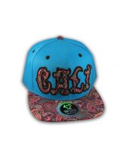 Cali Script Blue California Republic with Purple Paisley Snapback Hat