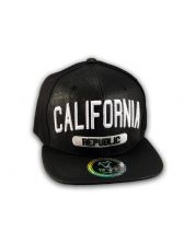 Black Leather California Republic Snapback Hat