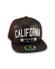 Brown Leather California Republic Snapback Hat