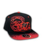 California Republic Bear Black-Red Flat Bill Hat