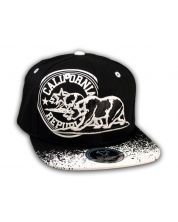 California Republic Bear Black-White Flat Bill Hat