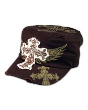 Cross and Wings on Brown Army Cadet Hat Military Castro Cap