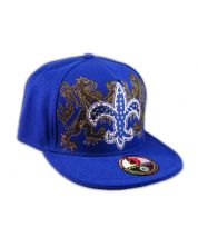 Fleur-de-lis on Blue Flat Brim Hip Hop Hat Jewels from Pit Bull